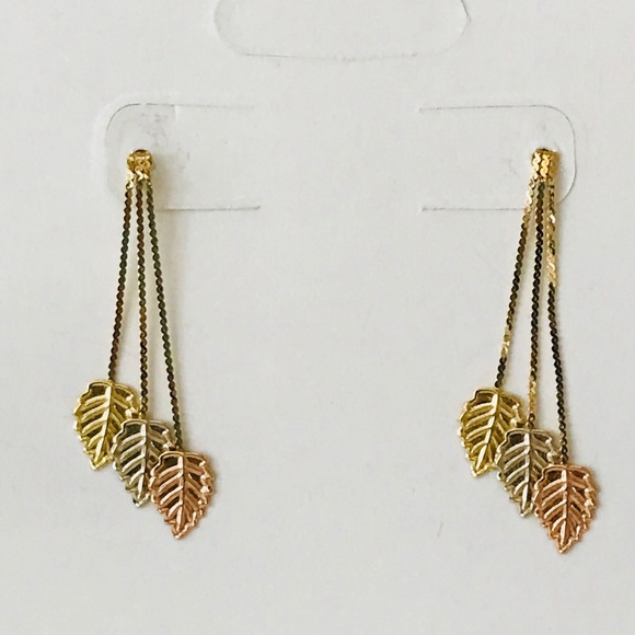 Jewelry - White,Rose & yellow 14K gold earrings.